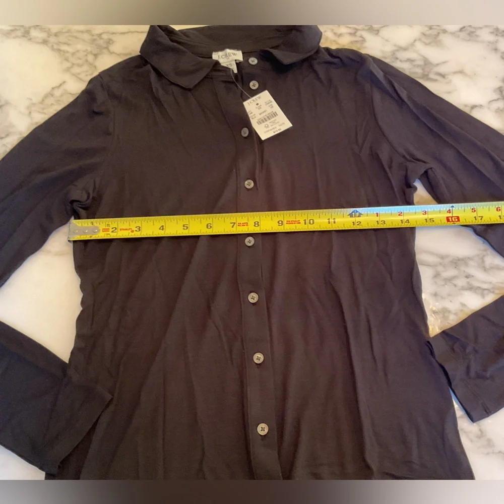 NWT JCrew Black Knit long-sleeve button-up top Sz XS Sold Out - Picture 8 of 11